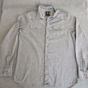 Fried Denim NYC Men’s Slim Fit Grey Button Down Shirt - Medium